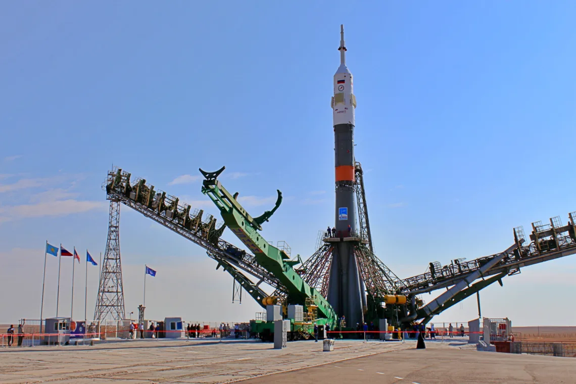 Entdecke Kasachstan - Gagarin-Startplatz mit Sojusrakete im Kosmodrom Baikonur